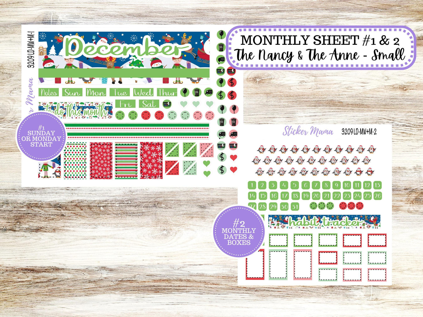 LD SMALL "The Anne" & "The Nancy" || MINI Week + Month Planner Kit #3209 || Laurel Denise Horizontal Vertical || Jolly Pines || 9-25