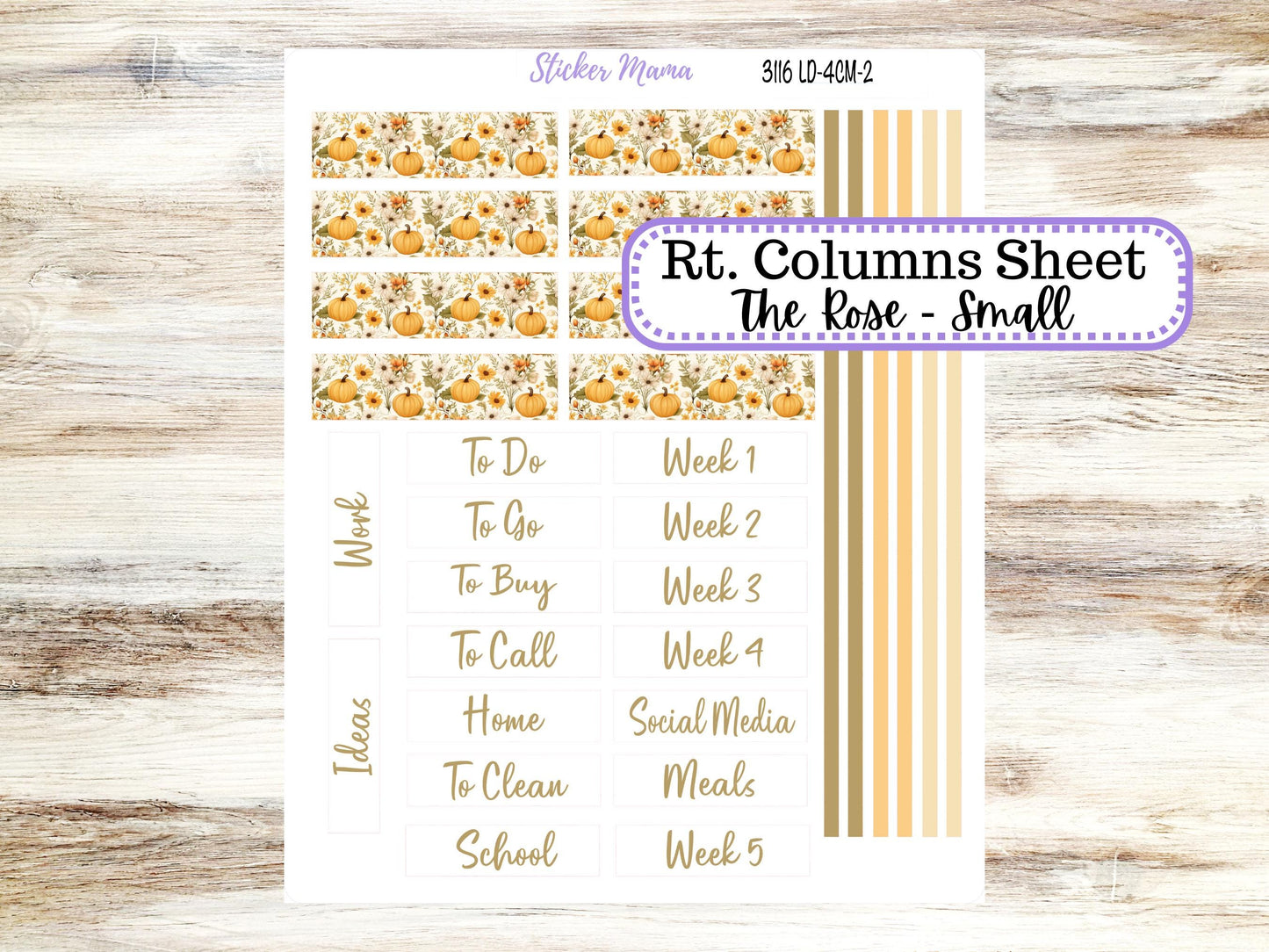 Laurel Denise Small Rose Planner Sticker Kit | 4 Column Mini | Project Mini  | Month of your Choice Fall | 3116 Pumpkin Spice