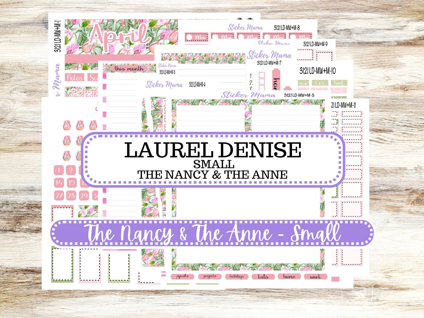 LD SMALL "The Anne" & "The Nancy" || MINI Week + Month Planner Kit #3121 || Horizontal Vertical || April Easter Petals || 12-25