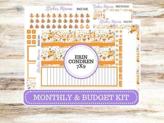 ERIN CONDRE Monthly  Kit-3114 || 7X9 || September Stickers  || - ec September Monthly Kit - Monthly Planner Kits - Monthly Budget