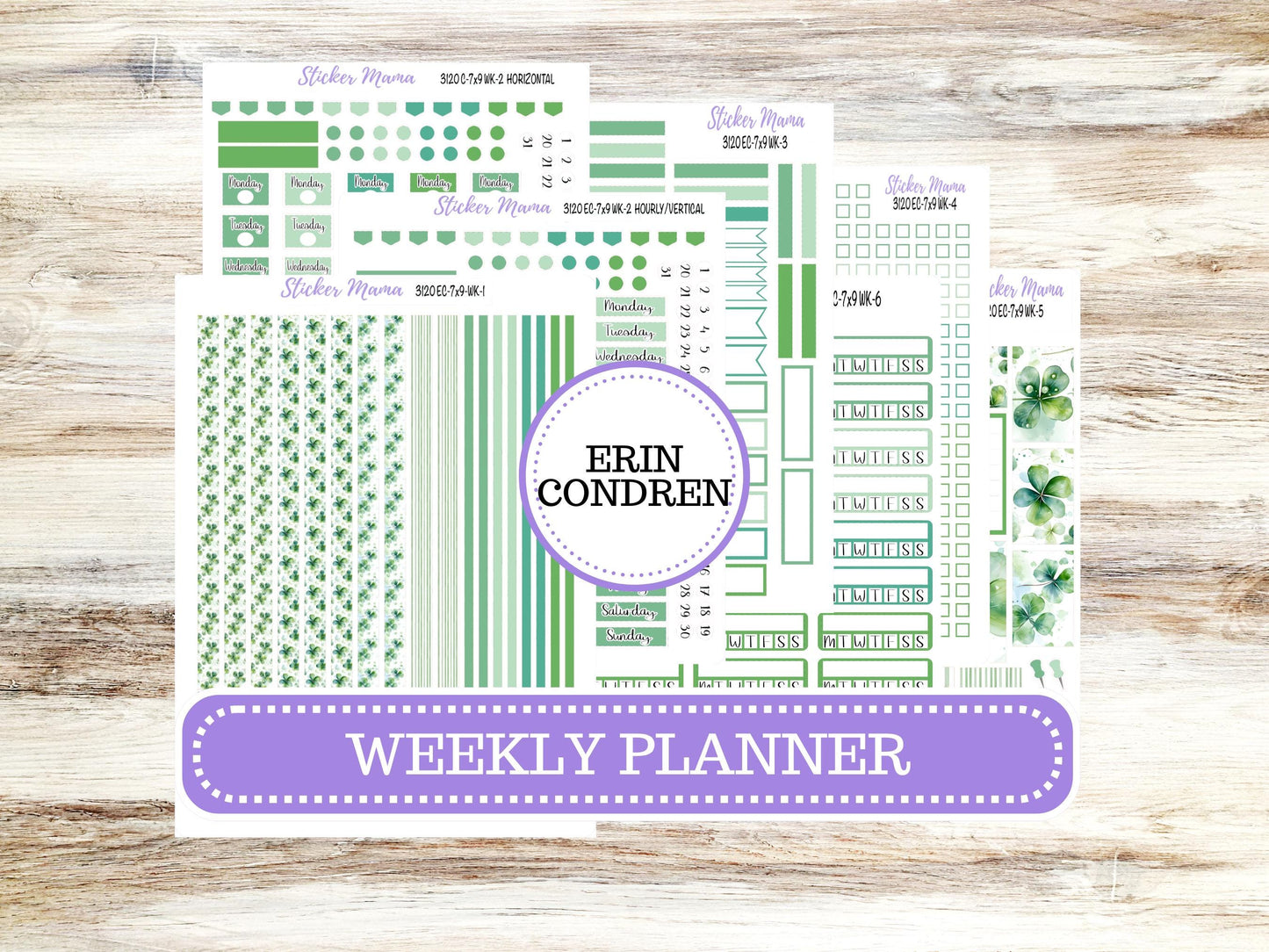 ERIN CONDREN WK-3120 || Shamrock Magic || Weekly Planner Kit || Erin Condren || Hourly Planner Kit || March Vertical Planner Kit
