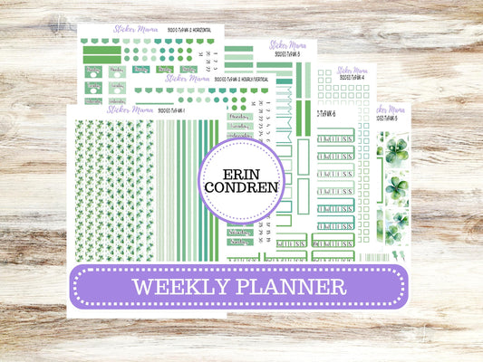 ERIN CONDREN WK-3120 || Shamrock Magic || Weekly Planner Kit || Erin Condren || Hourly Planner Kit || March Vertical Planner Kit