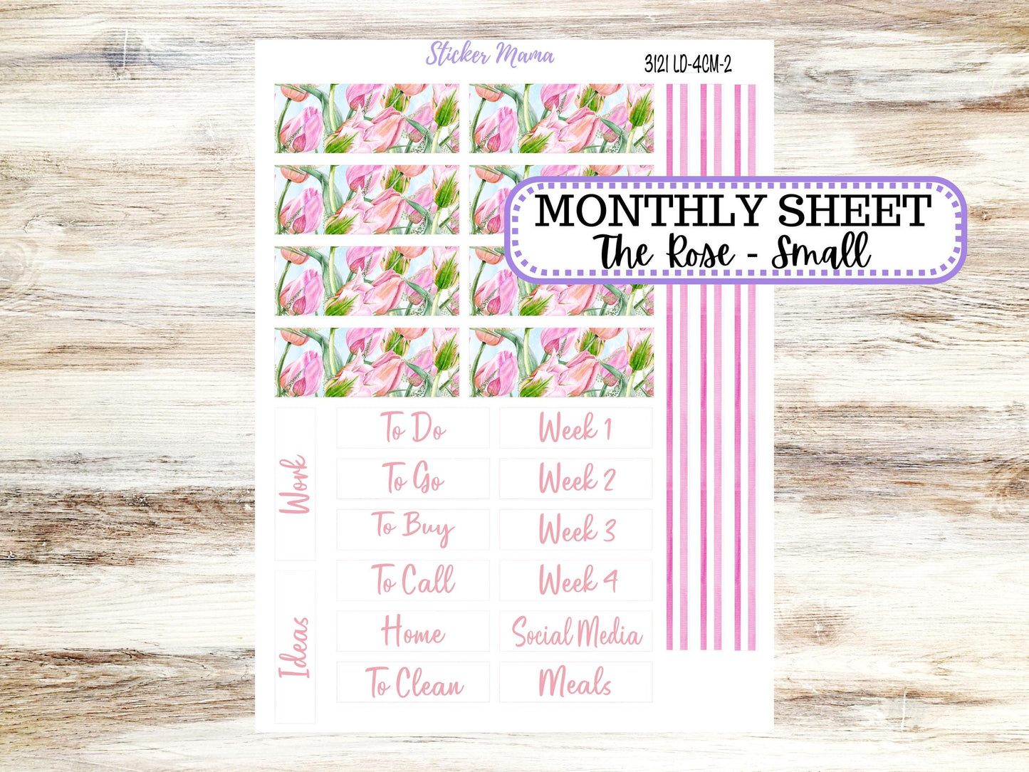 LD "Th Rose" Small || 4 COLUMN Mini (formerly the project mini) Size Planner Kit #3121 || April Easter Petals  || Project Stickers || 12-25
