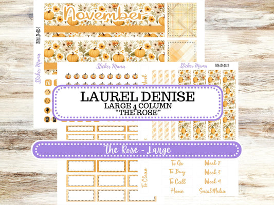 LD "The Rose" Large || 4-COLUMN (formerly project)  Planner Kit #3116 || Floral Harvest || Laurel Denise Stickers || 9-25