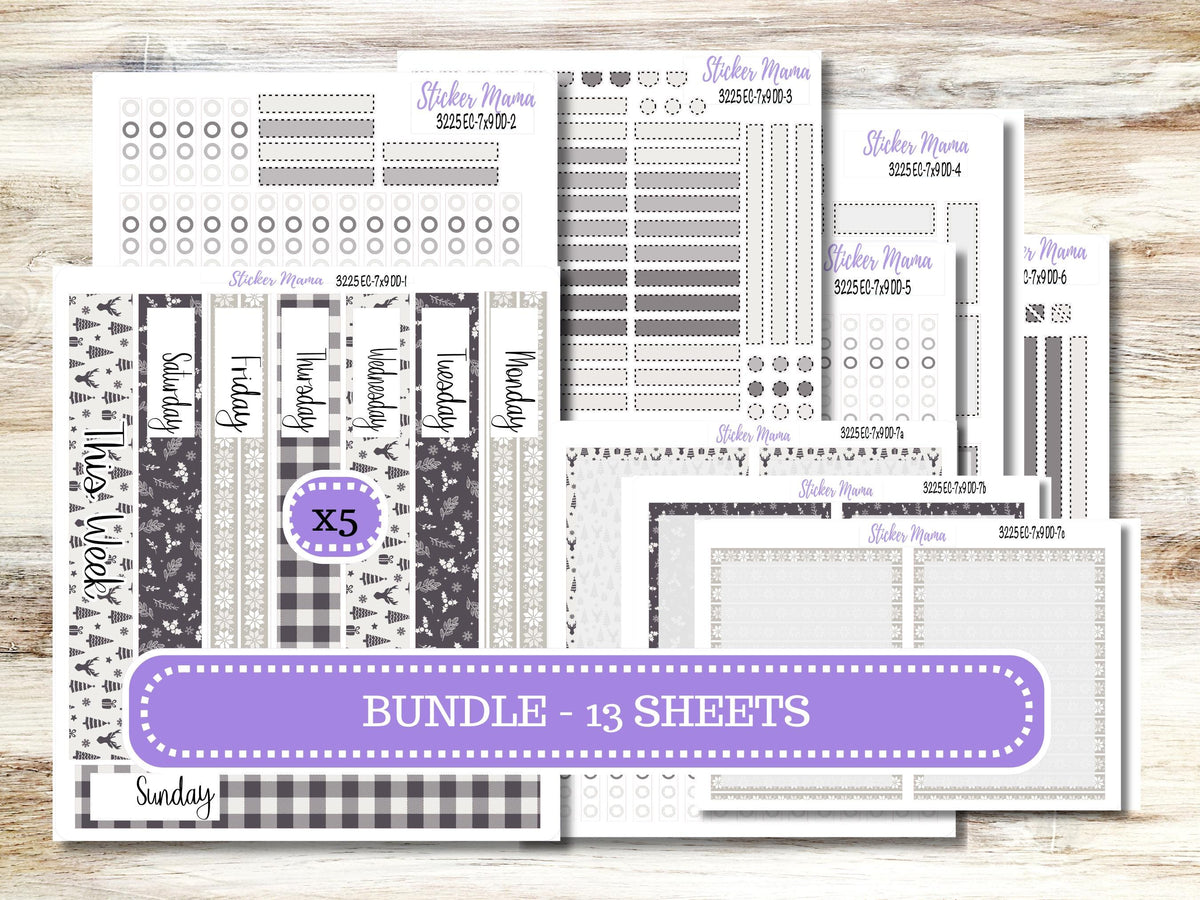 Erin Condren Daily Duo Planner Sticker Kit 3225 | December - Sleek Season | 9-26
