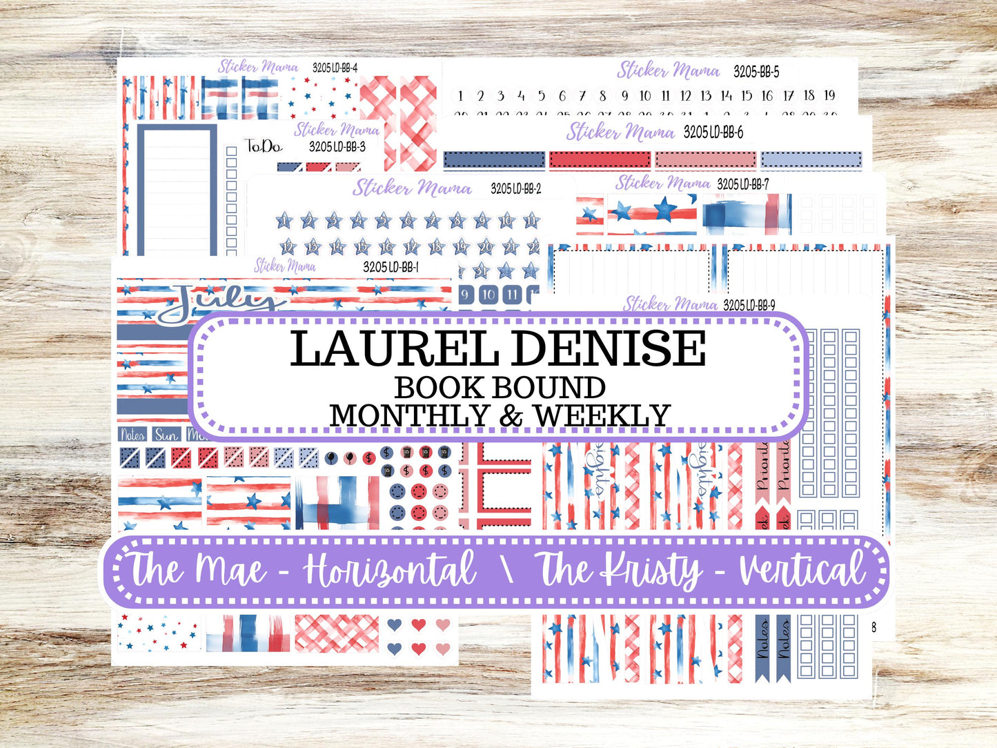 Laurel Denise Mae and Kristy Planner Sticker Kit | Book-Bound | July 3205 Patriotic Festivities