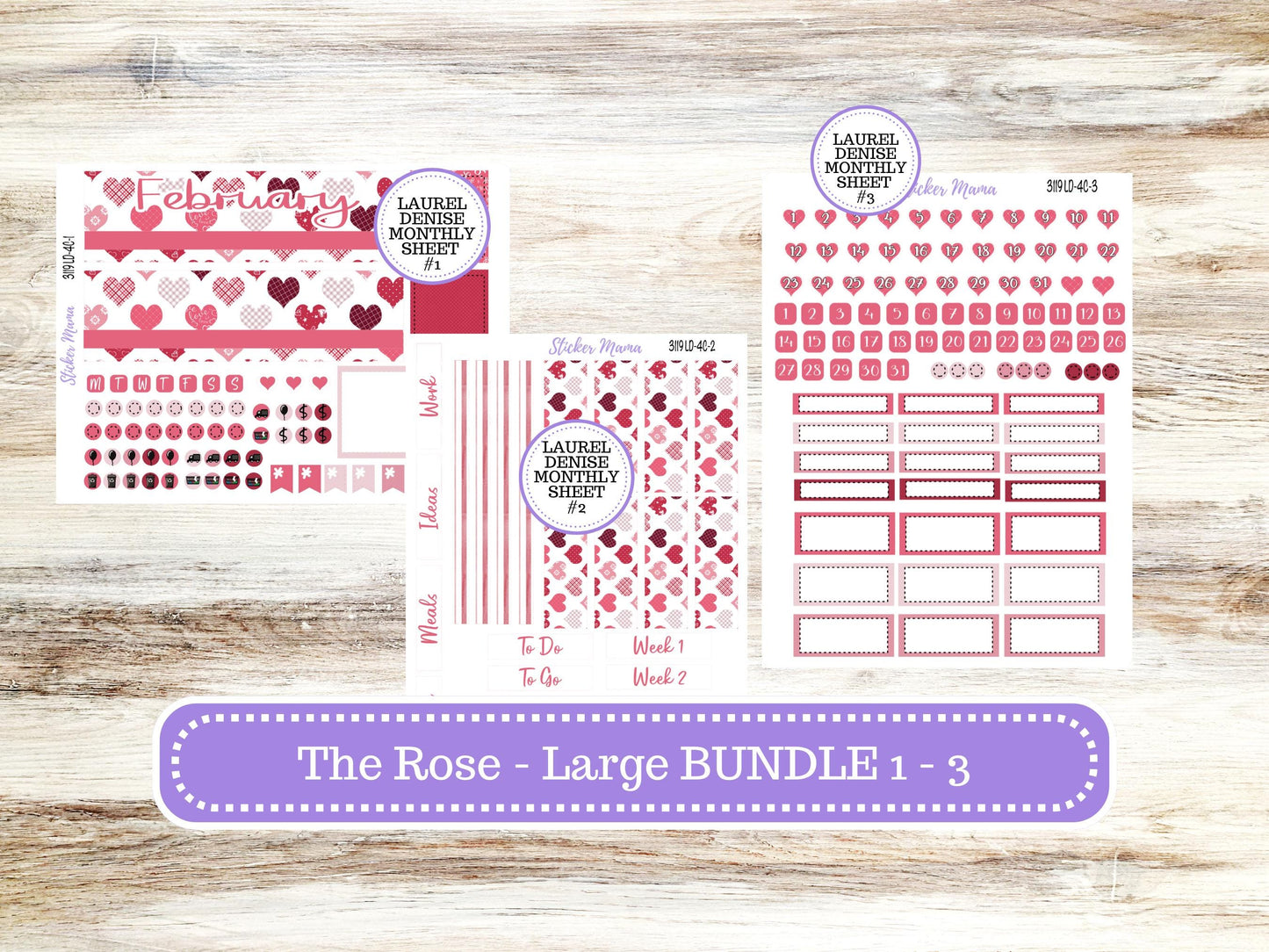 LD "The Rose" Large || 4-COLUMN (formerly project)  Planner Kit #3119 || February || Laurel Denise Stickers || 10-25