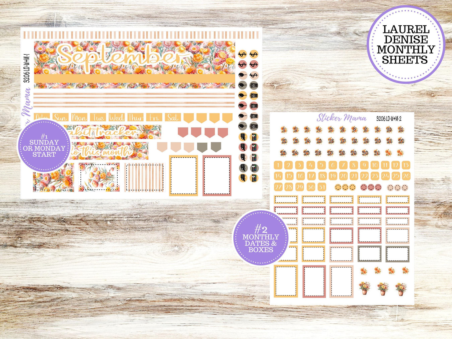 LD “The Nancy & Anne” Large || Week + Month PLANNER Kit #3206 || Laurel Denise Horizontal Vertical || Falling Colors || June 25