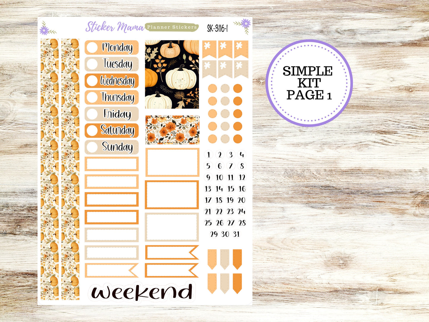 SIMPLE KIT  || #3116 || Pumpkin Spice || Any Kind Planner || Planner Stickers || Planner Stickers