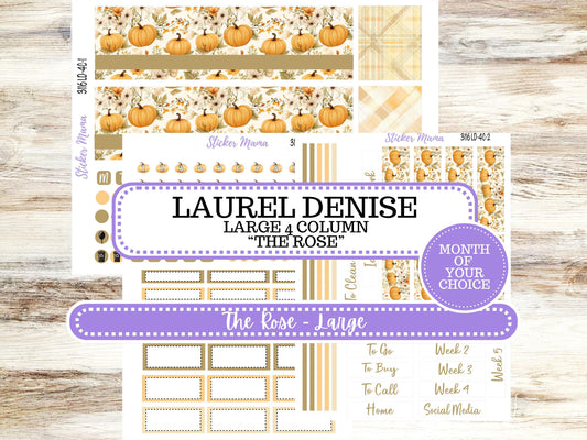 Laurel Denise Large Rose Planner Sticker Kit | 4-COLUMN | Month of your Choice Fall | Pumpkin Spice 3116 | 7-26