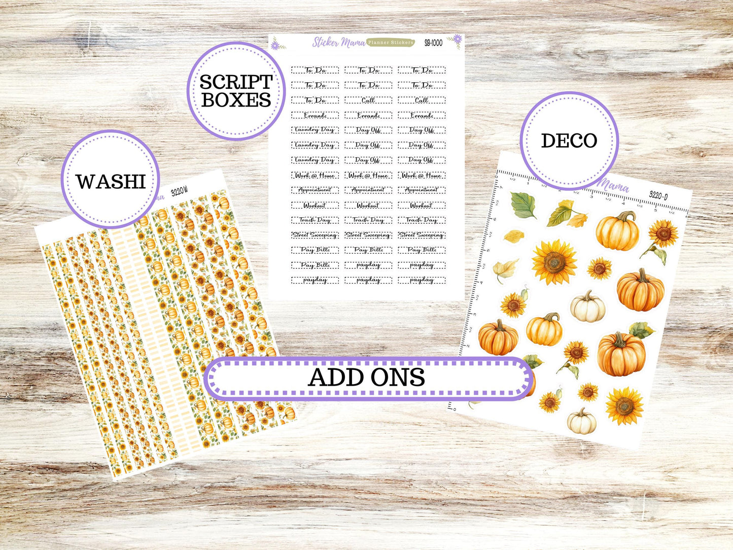 Laurel Denise Large Nancy & Anne Planner Sticker Kit | Vertical Horizontal Week + Month | Month of your Choice Fall | 3220 Sunflower | 6-26