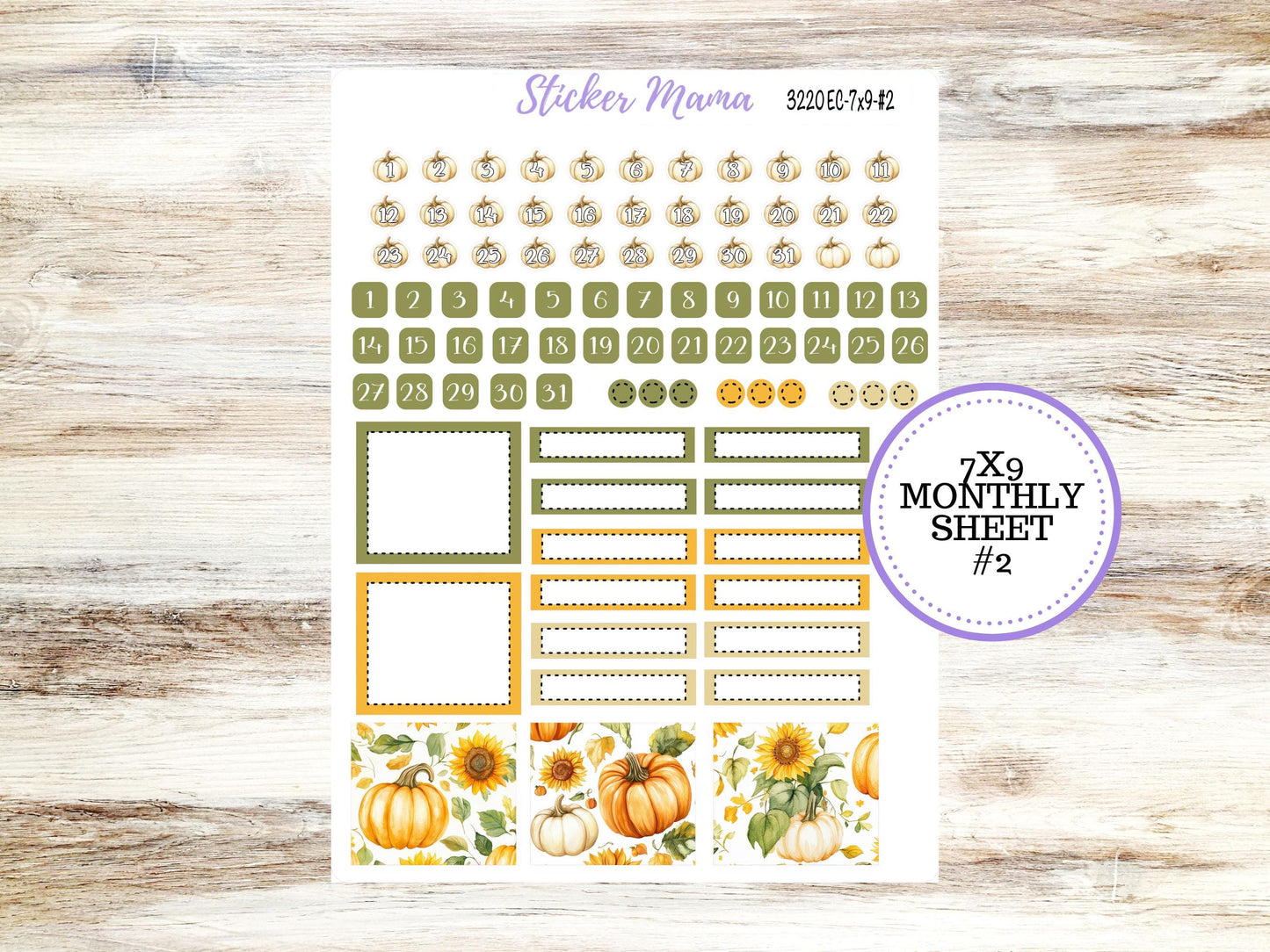 Erin Condren Monthly Kit 7X9 | 3220  Sunflower Harvest | Month of your Choice - Undated