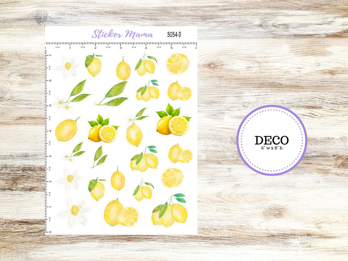 DECO-3034 || Watercolor Lemons Deco || PLANNER STICKERS || Lemon Stickers || Lemon Deco