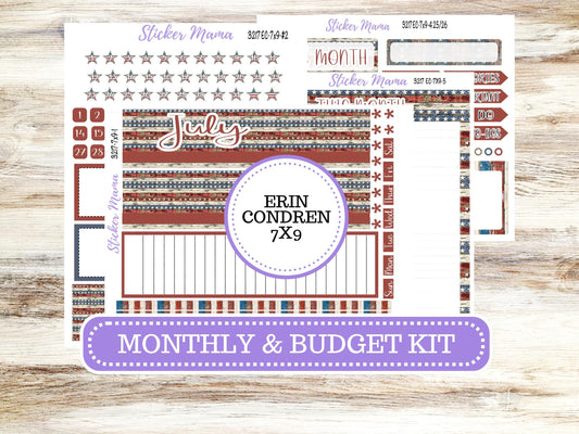 Erin Condren Monthly Kit | 7X9 | July 3217 Old Glory | 4-26