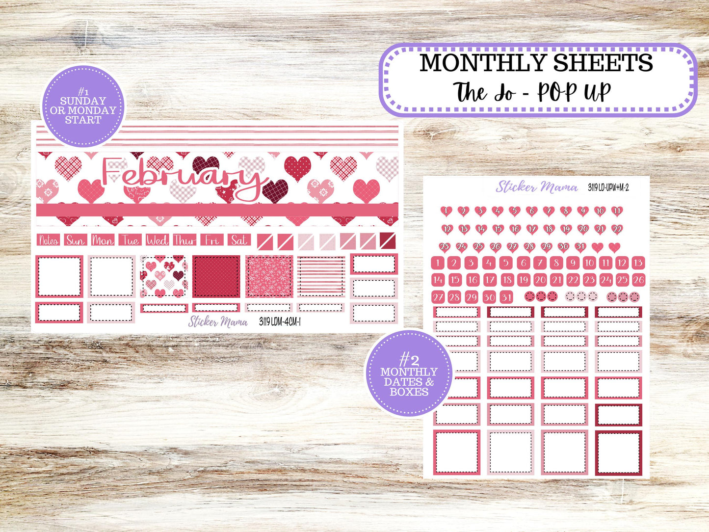 LD POP-UP Week+Month Planner Kit #3119 || The Jo || February || Laurel Denise Kit || Laurel Denise Stickers || 10-25