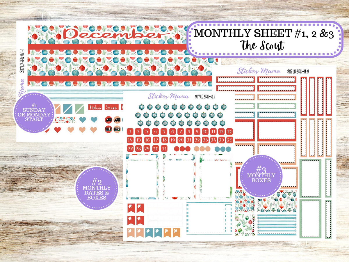 Laurel Denise Small Scout Planner Sticker Kit | Portrait Weekly + Monthly | December #3117 | 10-25
