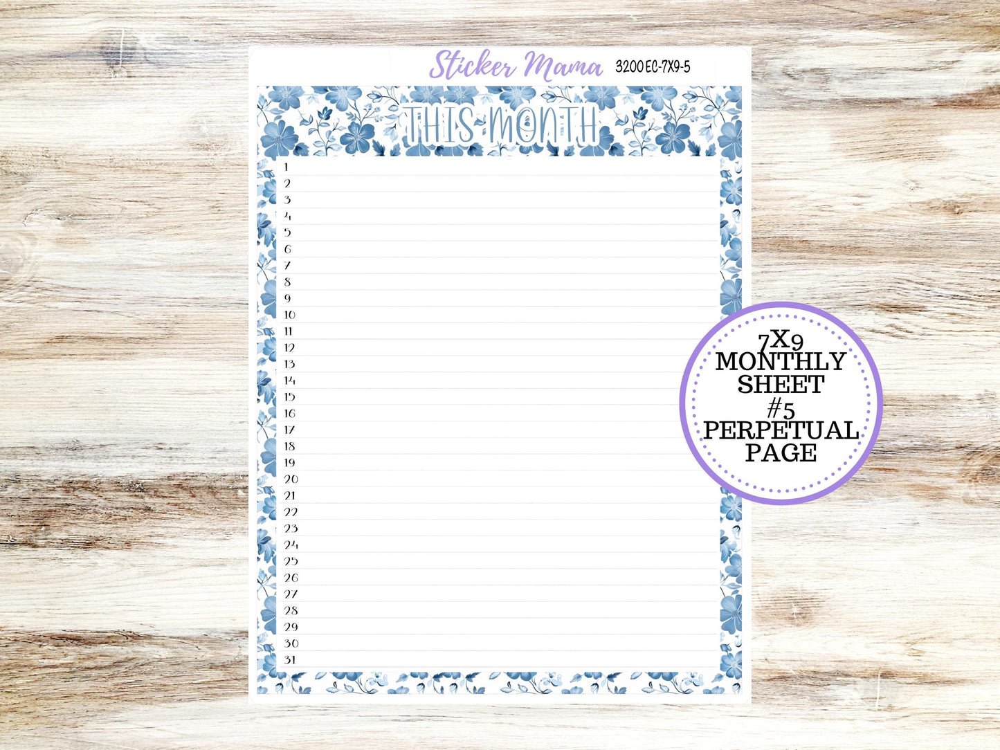 ERIN CONDREN Monthly Kit-3200 || 7X9 || Blue Blossom - 7x9 ec Monthly Kit - Month of your Choice Monthly Planner Kits || 12-25