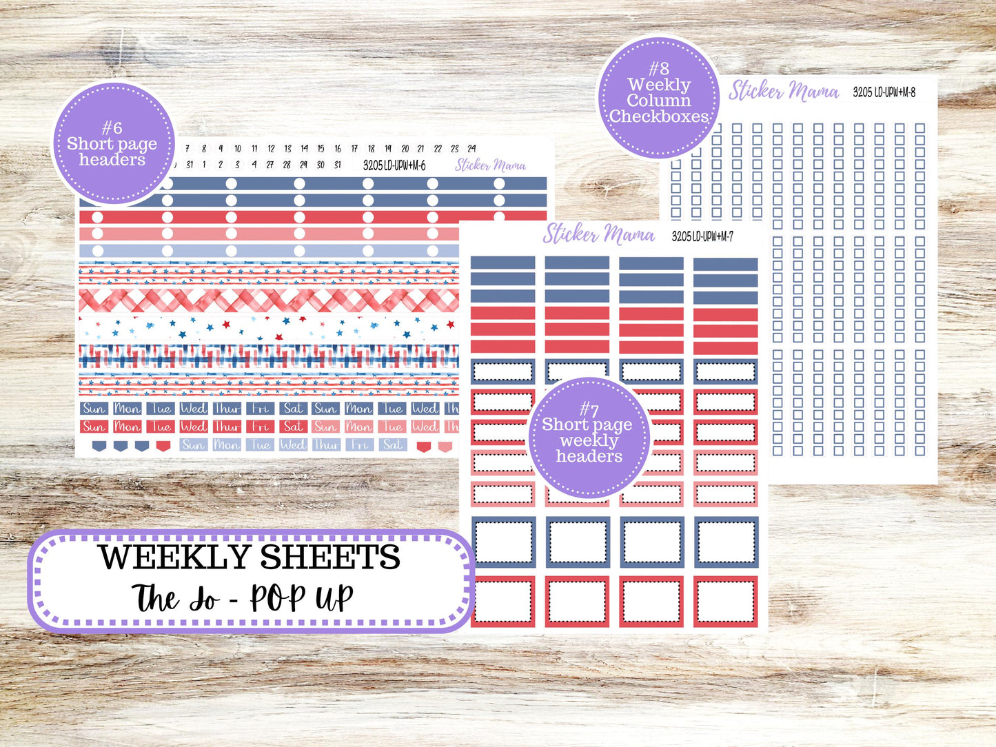 Laurel Denise Jo Planner Sticker Kit | Pop-up Week+Month | July Patriotic Festivities 3205 |  4-26