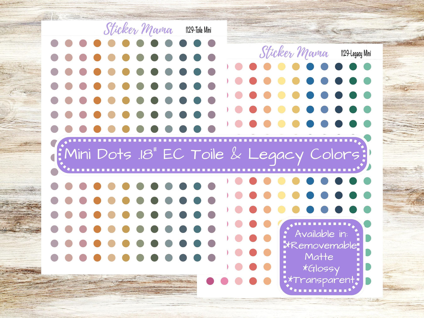 Mini Dots .18" | Transparent Circles | Glossy Dots | Matte Colored Dots | Erin Condren Toile | Erin Condren Legacy