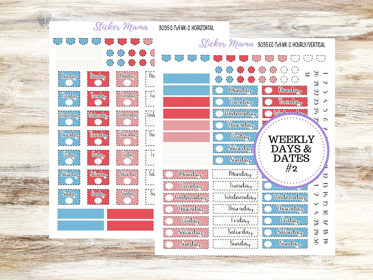 Erin Condren Weekly Planner Kit | Vertical & Hourly Stickers | WK-3035 American Dream