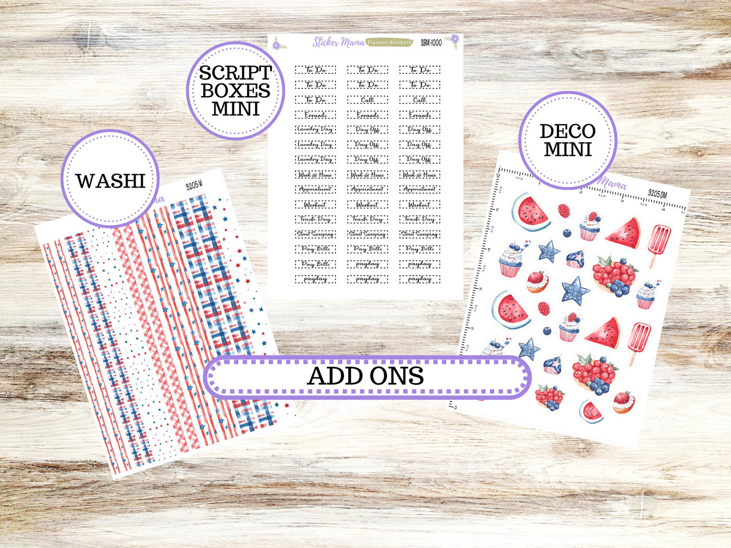 Laurel Denise Small Anne and Nancy Planner Sticker Kit | July Patriotic Festivities 3205 | 4-26
