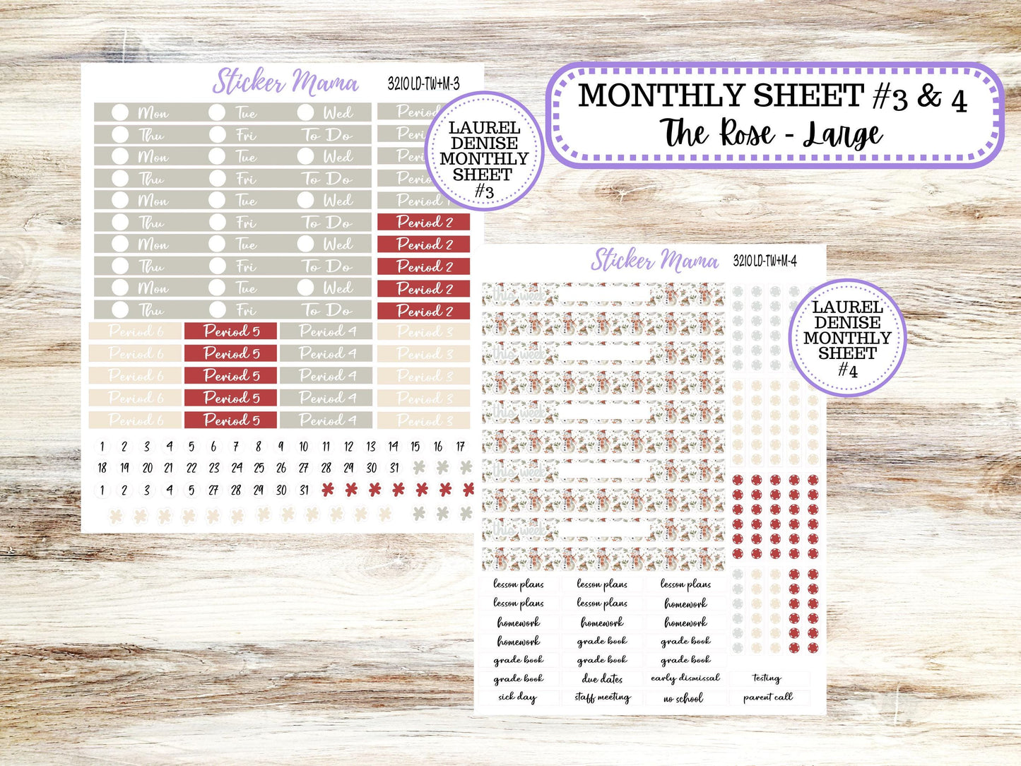 LD "The Valerie" || TEACHER Week + Month Planner Kit #3210 || Frosty Friends ||Laurel Denise Kit || Laurel Denise Teacher Planner || June 25