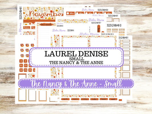 Laurel Denise Small Anne and Nancy Planner Sticker Kit | November #3223 Fall Pressed Flowers | 8-26