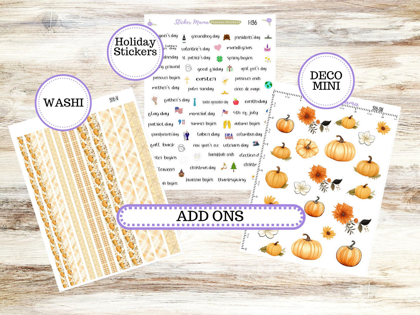 Laurel Denise Small Scout Planner Sticker Kit | Portrait Weekly + Monthly | Choose your month | Fall 3116 Pumpkin Spice | 7-26