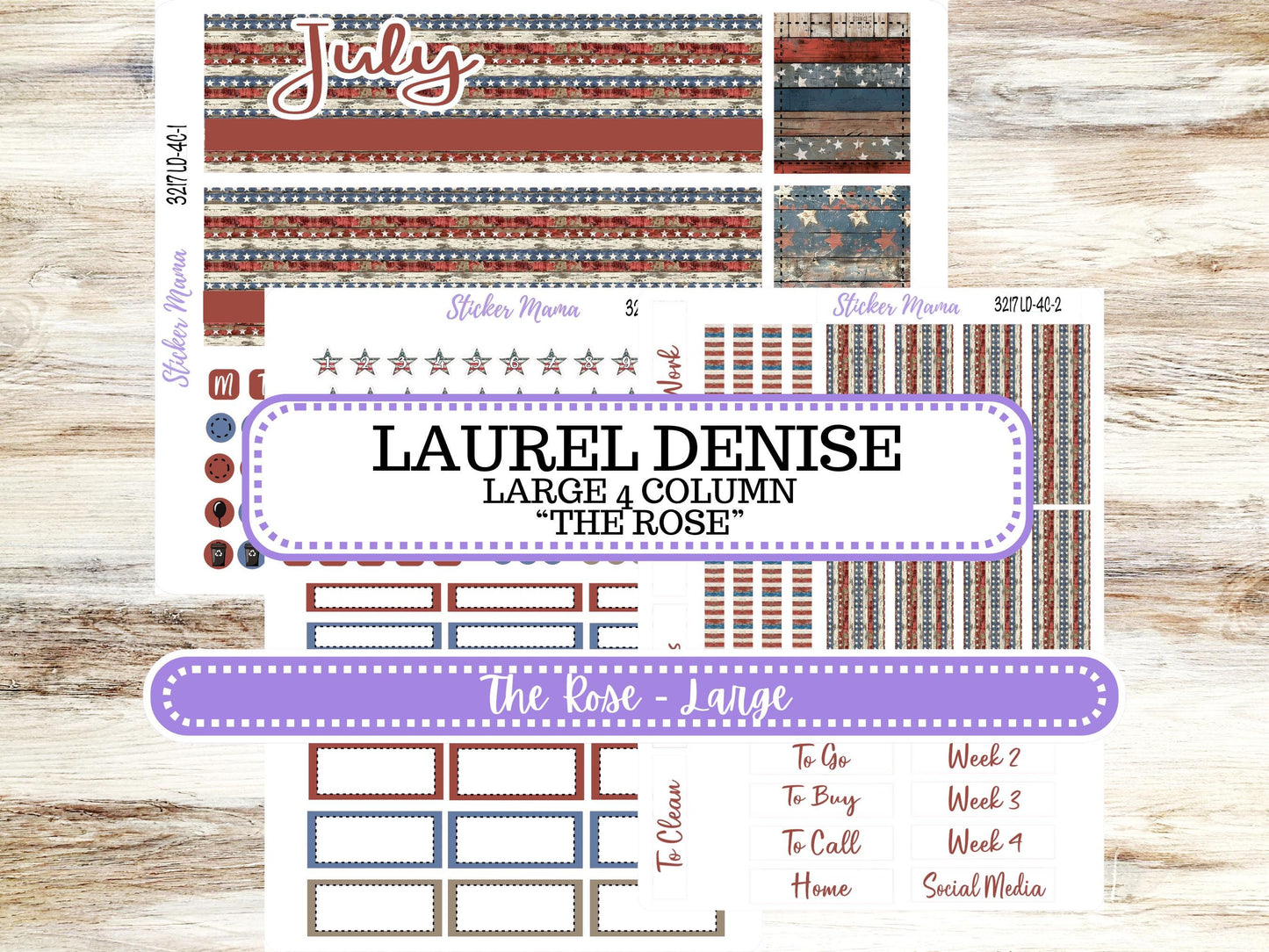 Laurel Denise Large Rose Planner Sticker Kit | 4-COLUMN (formerly project) | July Old Glory 3217 | 4-26