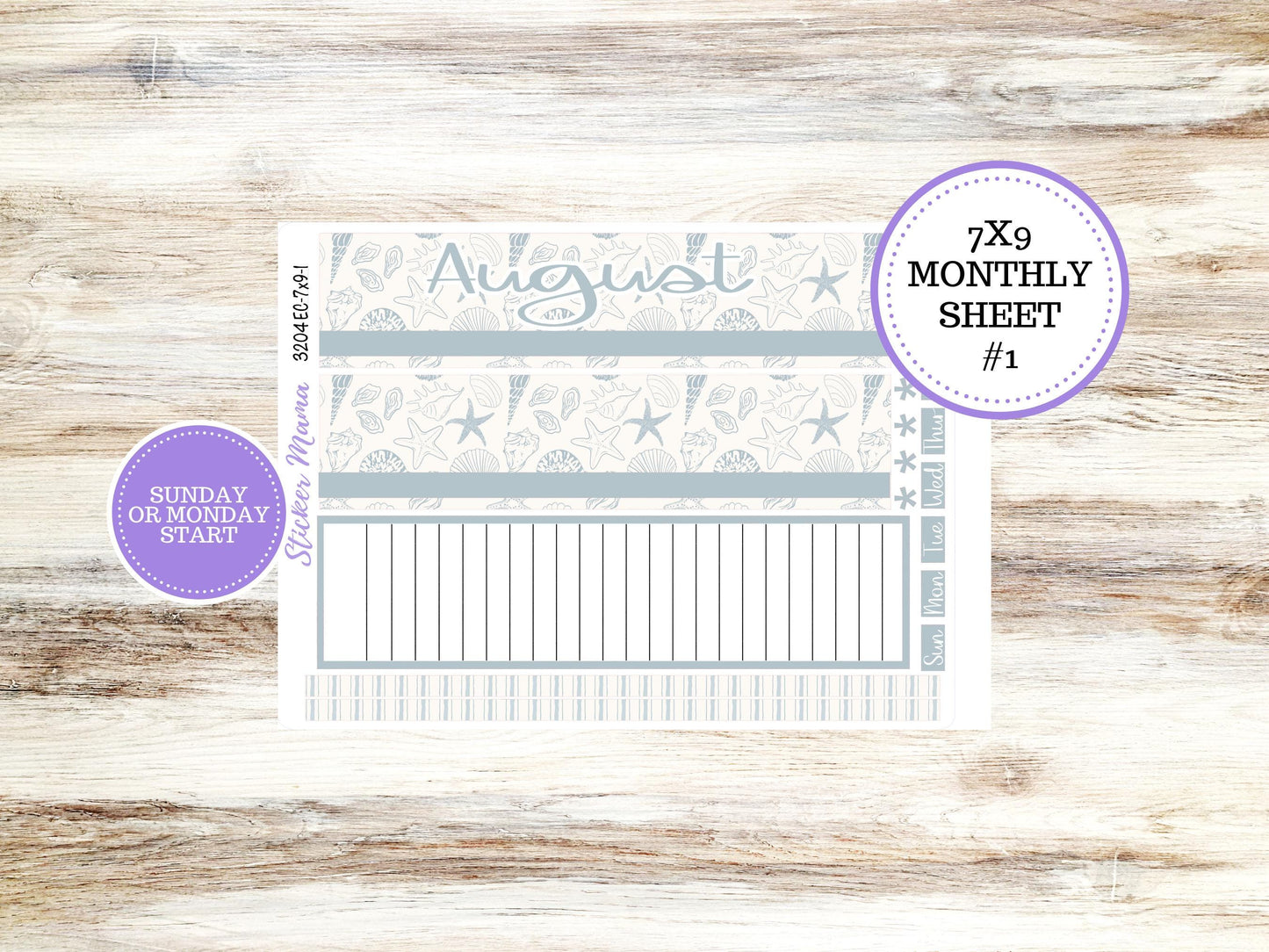 ERIN CONDRE Monthly  Kit-3204 || 7X9 || Coastal Charm Stickers  || - ec August Monthly Kit - Monthly Planner Kits - Monthly Budget