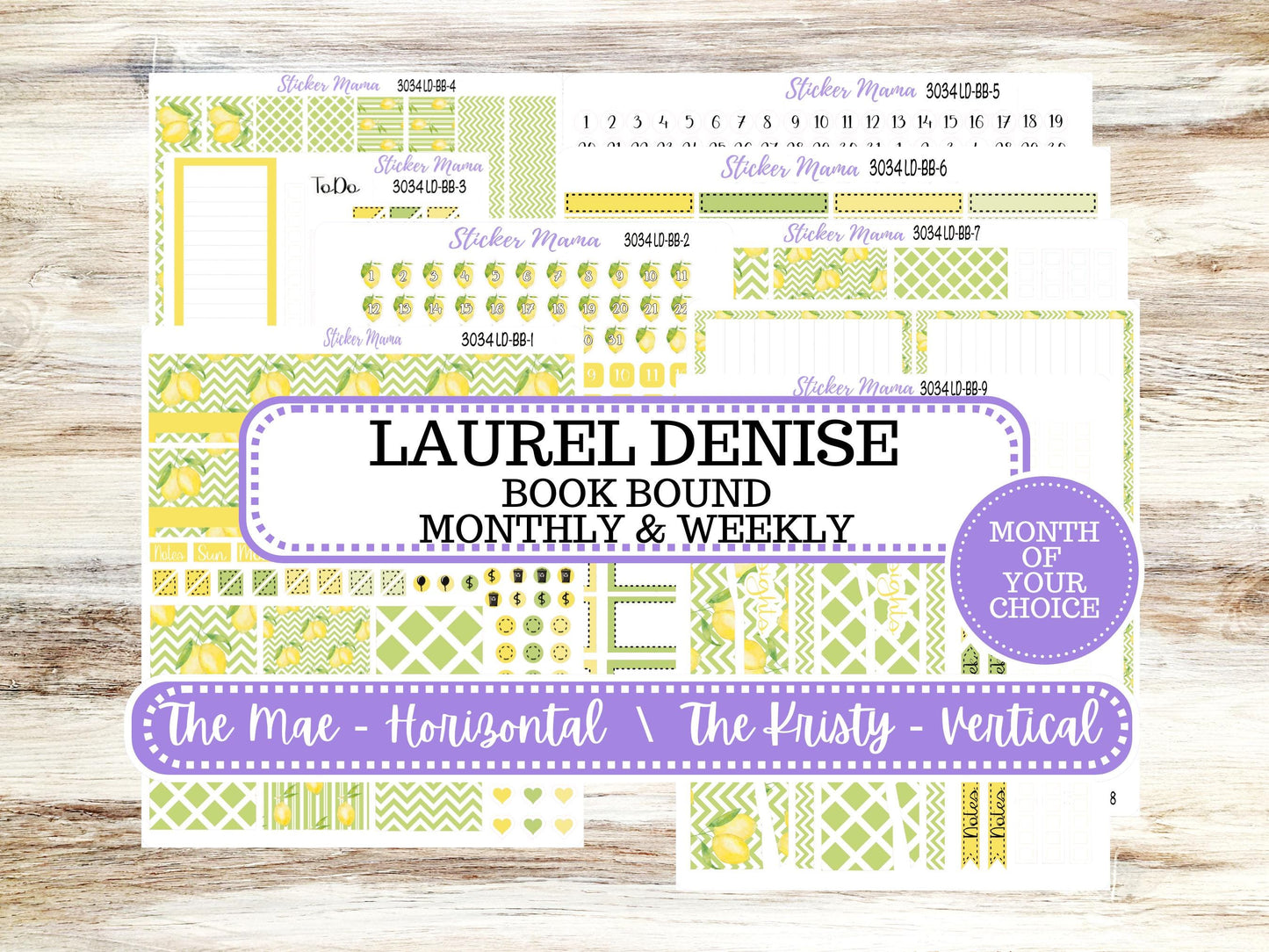 LD BOOK-BOUND Planner Kit #3034 || The Mae || The Kristy || Lucky Blossom || Laurel Denise Sticker Kit ||  11-25