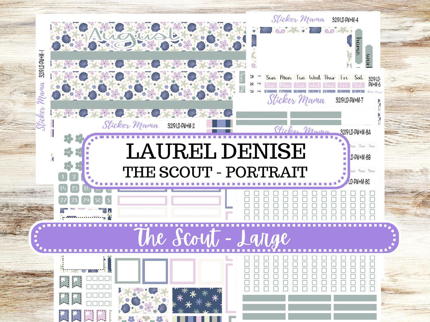 Laurel Denise Large Scout Planner Sticker Kit | Portrait Weekly + Monthly | August Blossom Breeze 3219 | 5-26