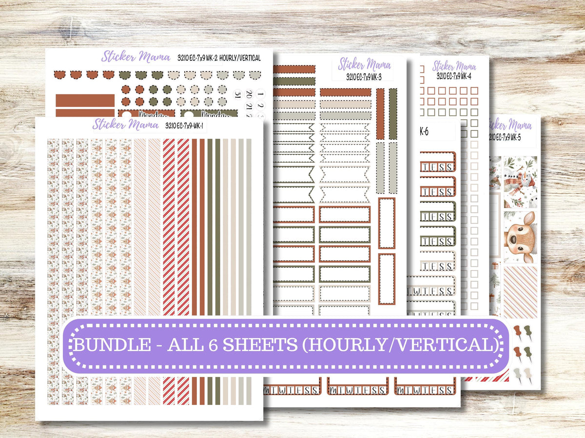 Erin Condren Weekly Planner Kit 3210 | December Frosty Friends | Horizontal | Vertical | Hourly | 9-26