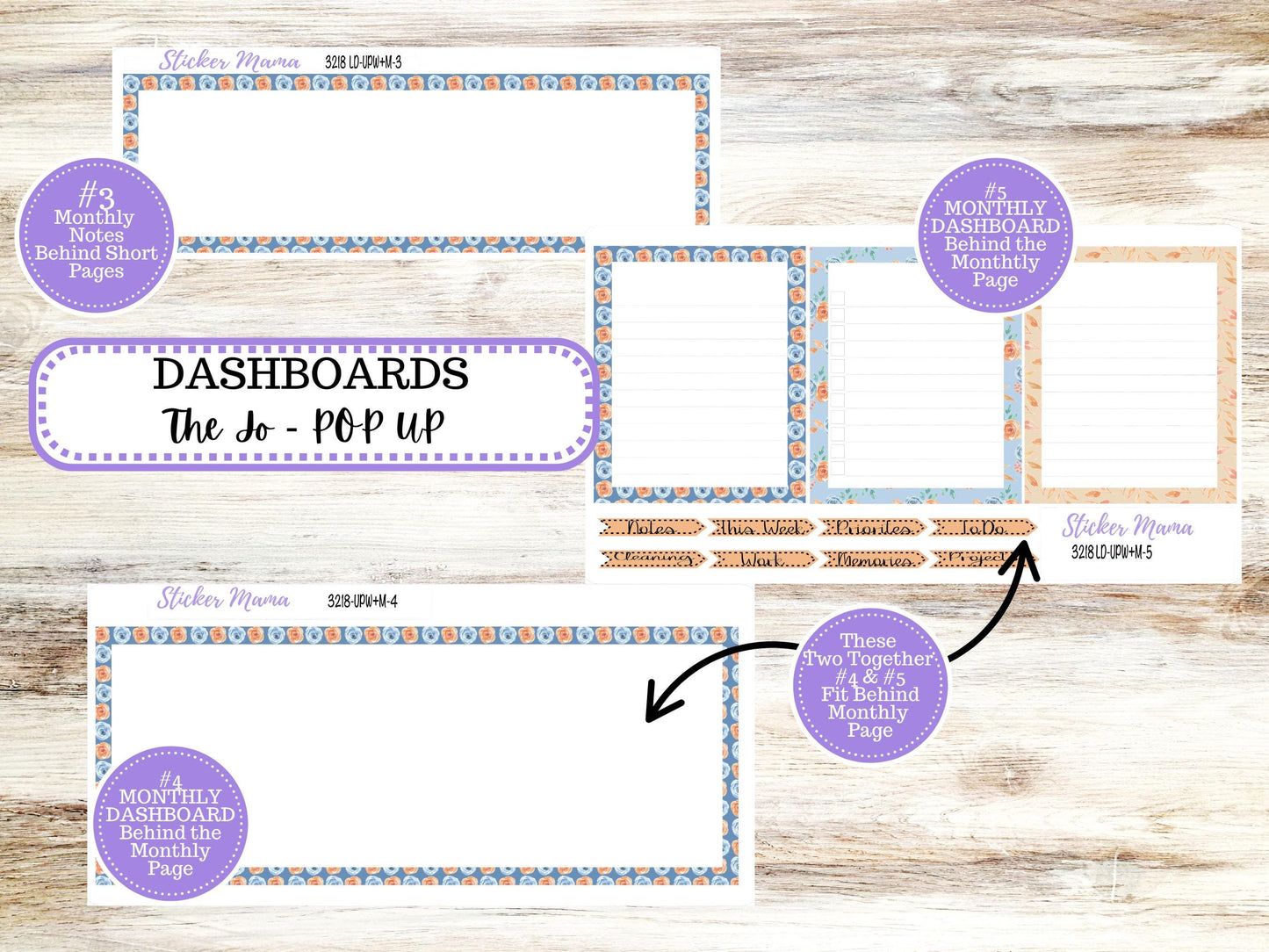 Laurel Denise Jo Planner Sticker Kit | Pop-up Week+Month | August Blossom Breeze 3218 | 5-26