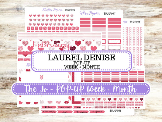 LD POP-UP Week+Month Planner Kit #3119 || The Jo || February || Laurel Denise Kit || Laurel Denise Stickers || 10-25