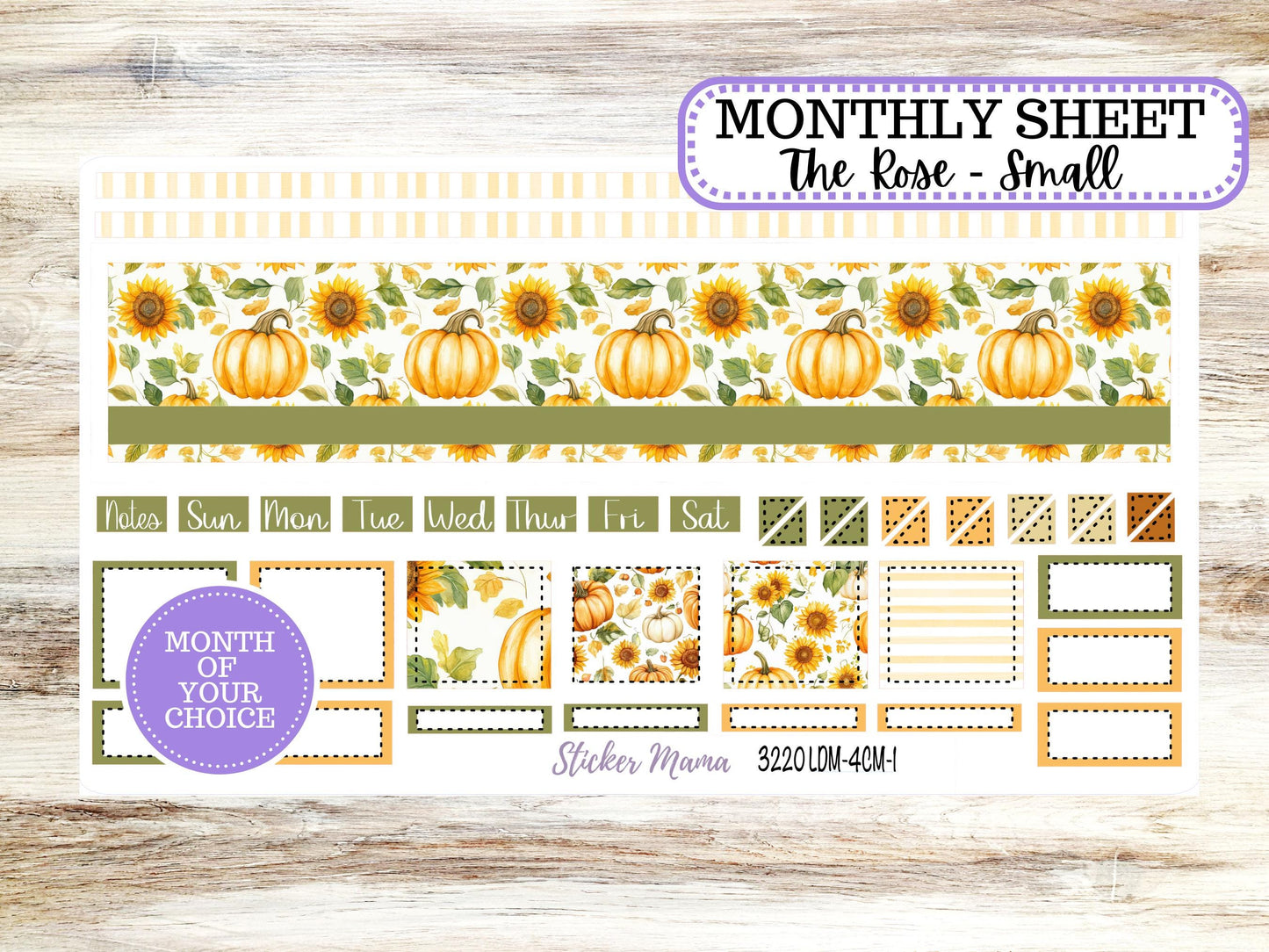 Laurel Denise Small Rose Planner Sticker Kit | 4 Column Mini | Project Mini  | Month of your Choice Fall | 3220 Sunflower Harvest | 6-25