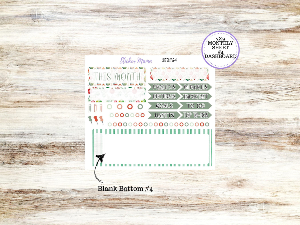 Erin Condren Monthly Planner Sticker Kit 3117 | 7X9 | December Jolly Jewels | 9-26