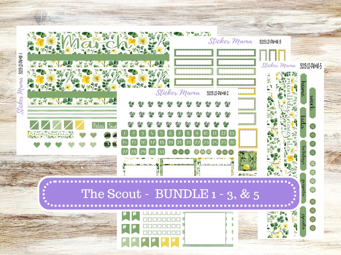 LD Large "The Scout" || PORTRAIT Weekly + Monthly Planner Kit #3213 || March Lucky Blossom || Laurel Denise Kit Portrait || 11-25