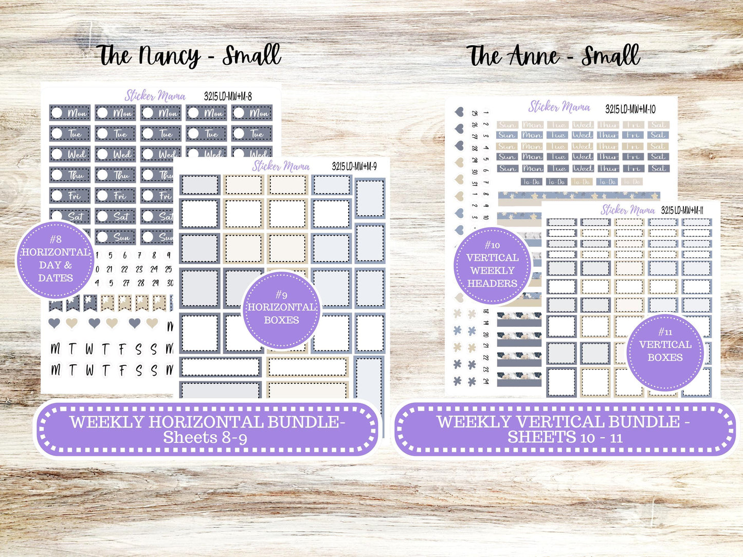 Laurel Denise Small Anne and Nancy Planner Sticker Kit | Small Week + Month | Choose your own Month #3215 Charming Roses | 1-26
