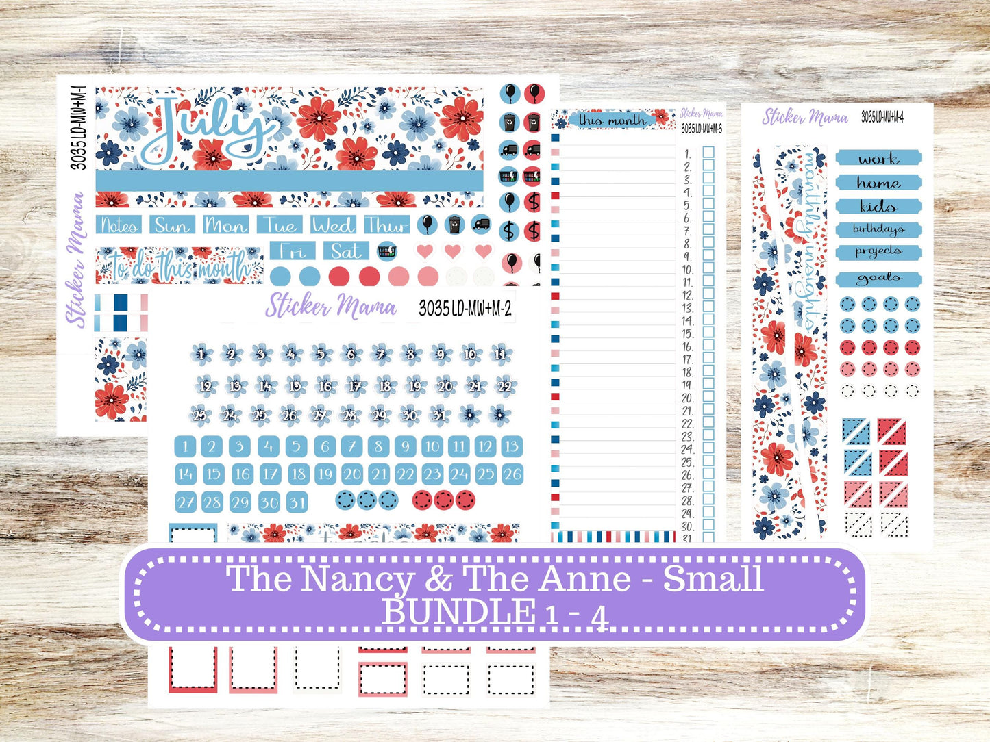 Laurel Denise Small Anne and Nancy Planner Sticker Kit | July American Dream 3035 | 4-26