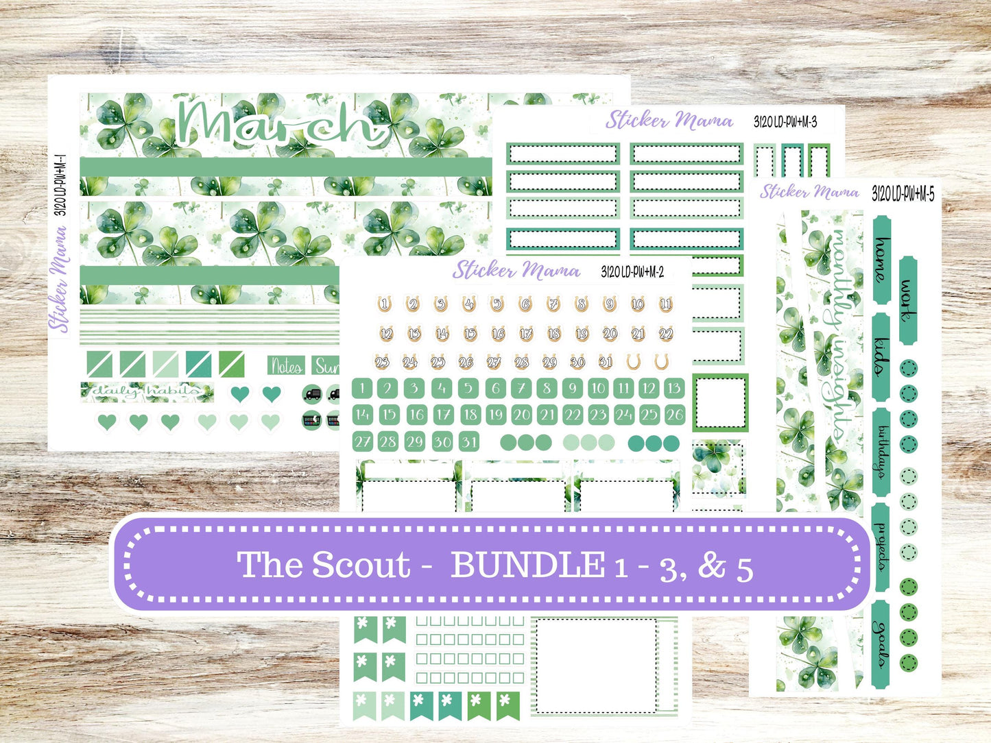 LD Large "The Scout" || PORTRAIT Weekly + Monthly Planner Kit #3120 || March Shamrock Magic || Laurel Denise Kit Portrait  || 11-25