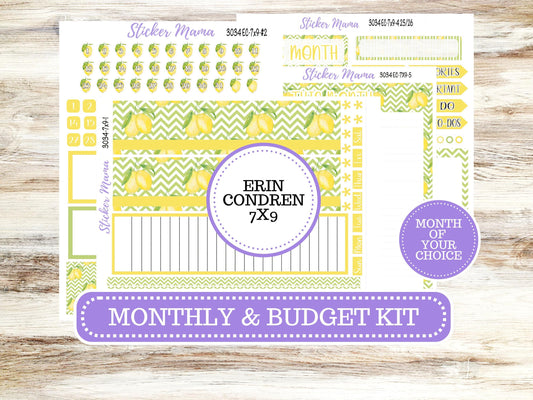 ERIN CONDREN Monthly Kit-3034 || 7X9 || Fresh Squeeze - 7x9 ec March Monthly Kit - Month of your Choice Monthly Planner Kits || 11-25