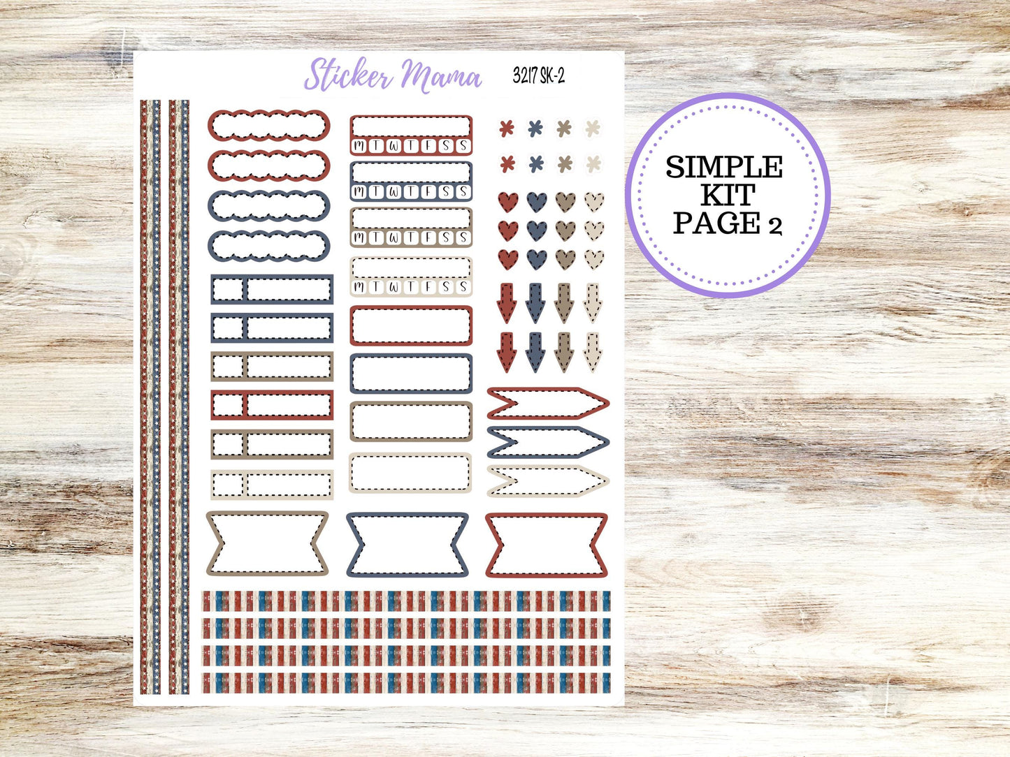 Simple Planner Sticker Kit | 3217 Old Glory | 1.5 inch wide