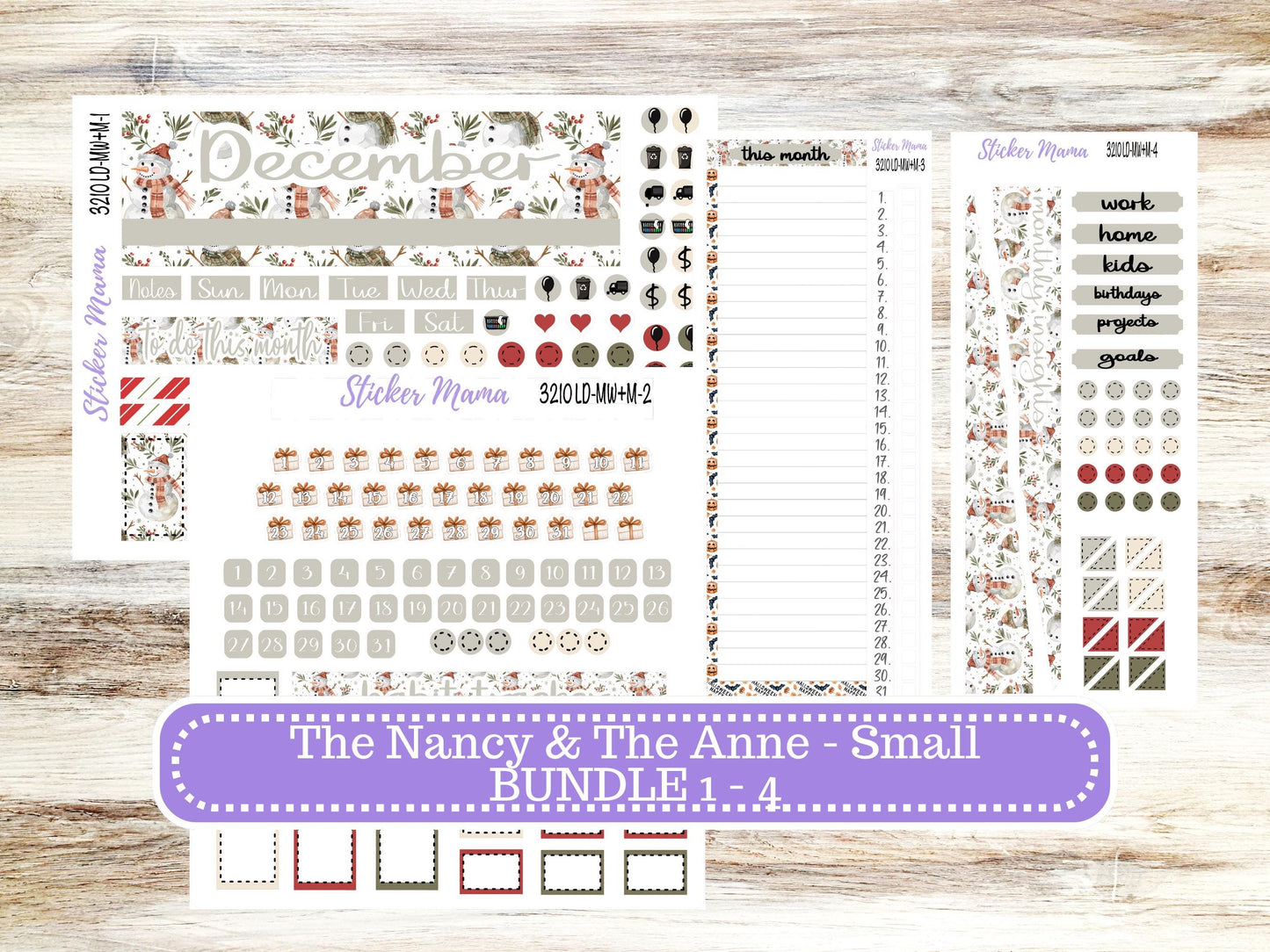 LD SMALL "The Anne" & "The Nancy" || MINI Week + Month Planner Kit #3210 || Laurel Denise Horizontal Vertical || Frosty Friends || 9-25