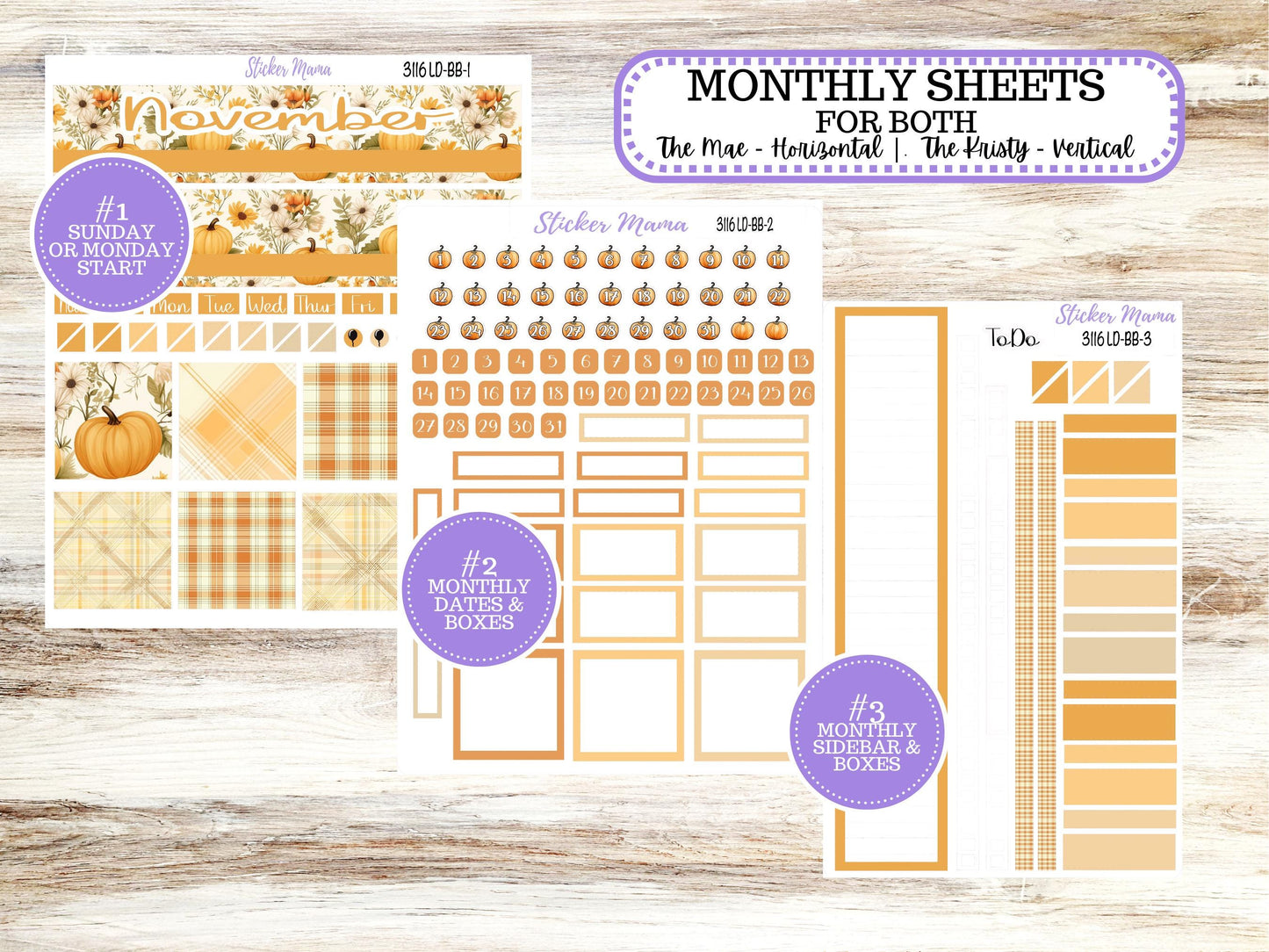 Laurel Denise Mae and Kristy Planner Sticker Kit | Book-Bound | BookBound | Floral Harvest November #3116 |  9-25