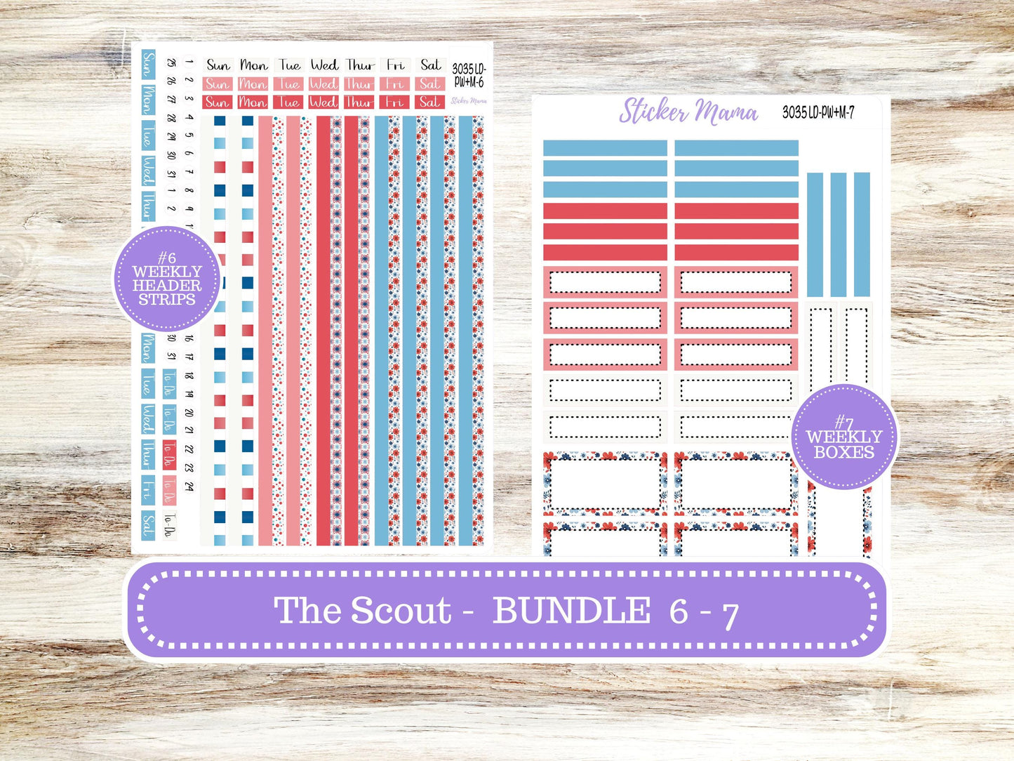 Laurel Denise Large Scout Planner Sticker Kit | Portrait Weekly + Monthly | July 3035 American Dream | 4-26