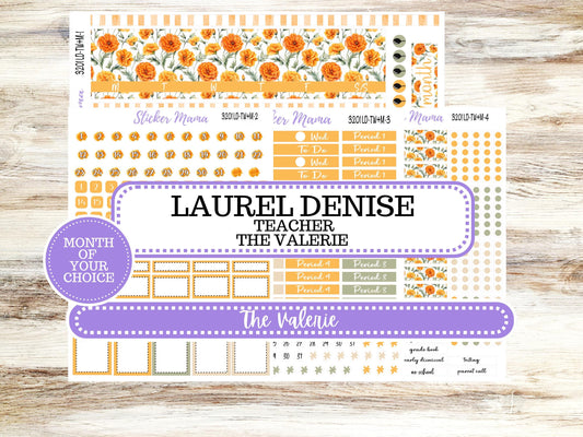 Laurel Denise Valerie Planner Stickers | LD Teacher Week + Month Planner Kit | Month of your Choice 3201 Fall Colors | 5-26