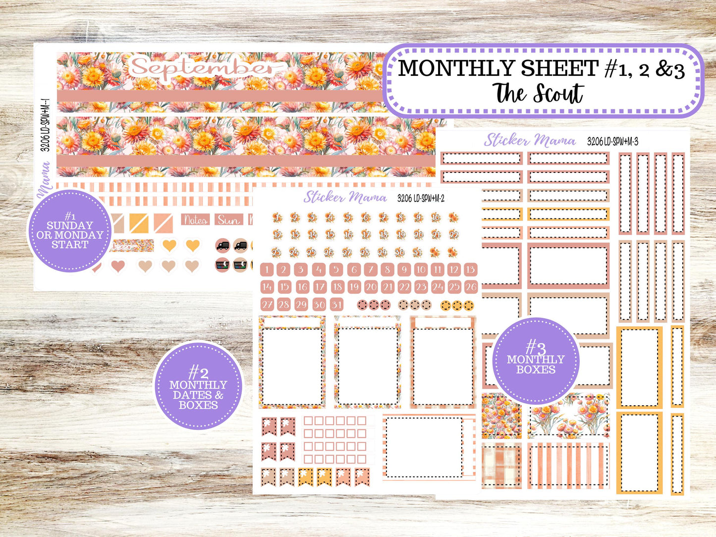 Laurel Denise Small Scout Planner Sticker Kit | Portrait Weekly + Monthly | September 3206 Falling Colors | 6-26