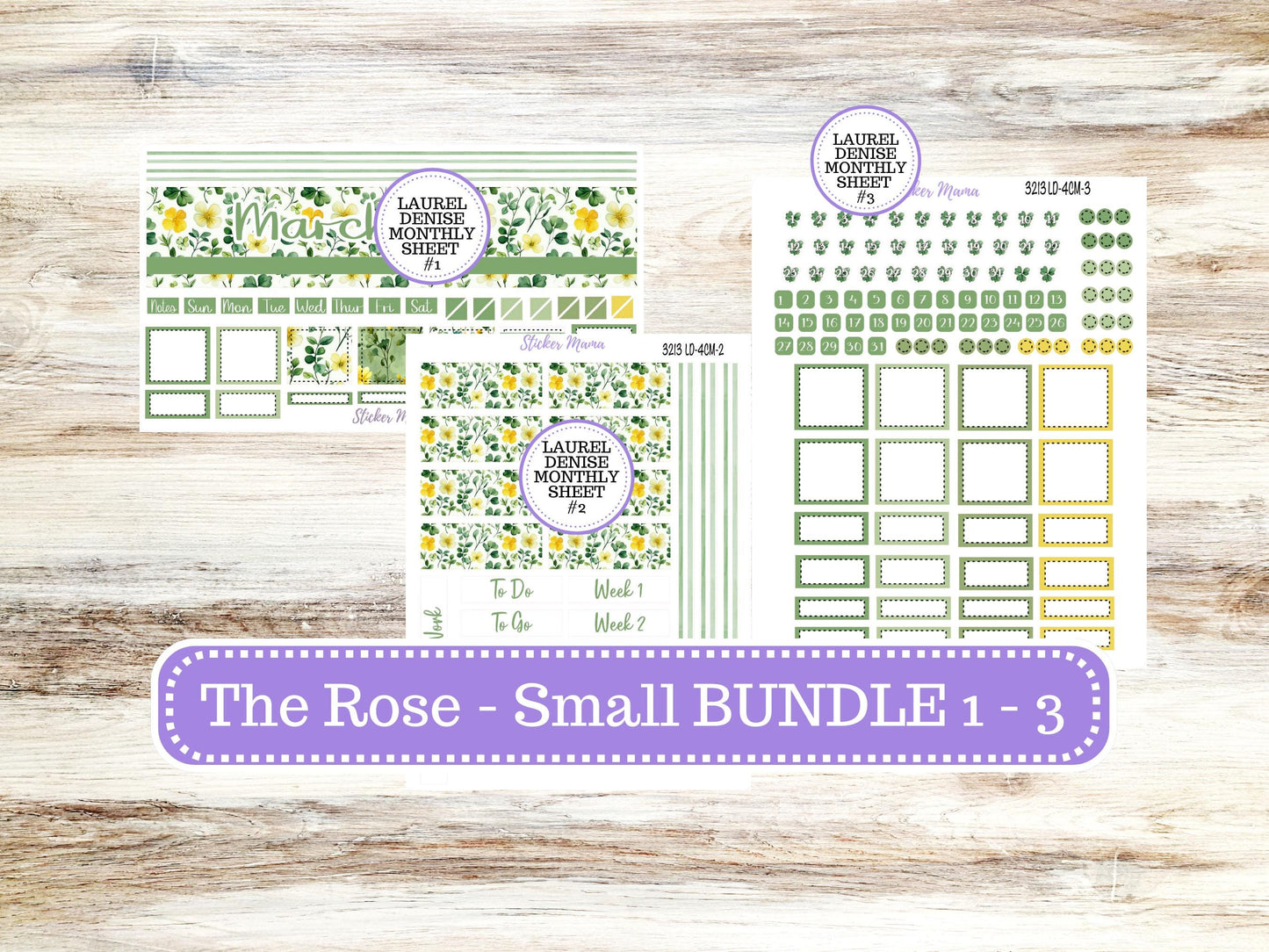 LD "Th Rose" Small || 4 COLUMN Mini (formerly the project mini) Size Planner Kit #3213 || March Lucky Blossom || Project Stickers || 11-25