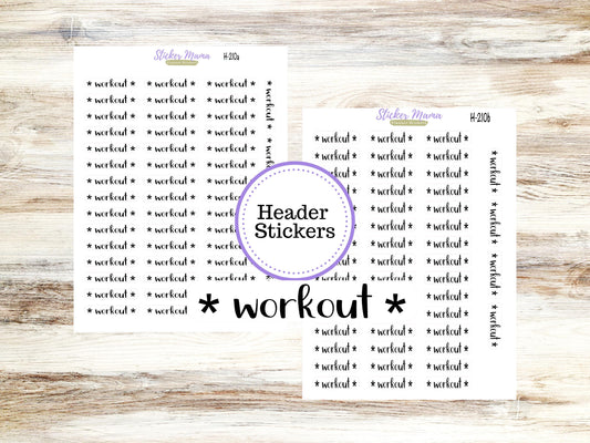 WORKOUT HEADER STICKERS H210 || Header Font Planner Stickers || Header Workout Planner Stickers || Header Workout Stickers